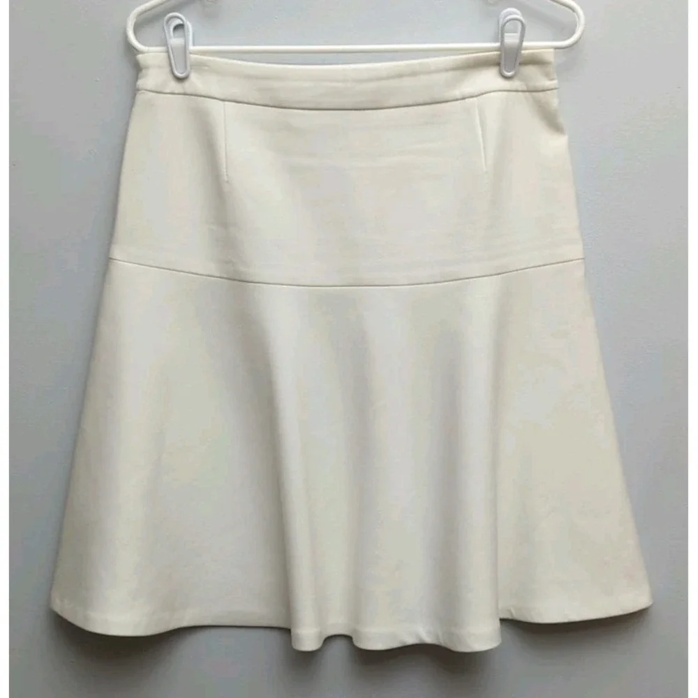 D5 ZARA Womens Knit Ivory Flared Skirt Sz 6 - Picture 2 of 3